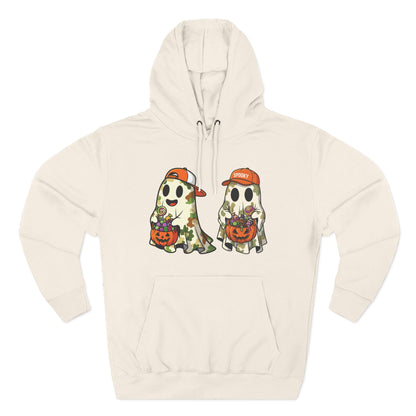 Trick-or-Treater Ghost Hoodie – Cute Camo Halloween Design | Premium Fleece (Front & Back Print) – Lane Seven LS14001