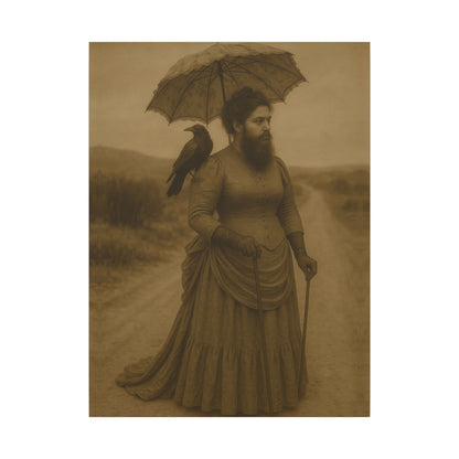 Bearded Lady with Crow – Matte Canvas Print (Gallery-Wrapped) 0.75"