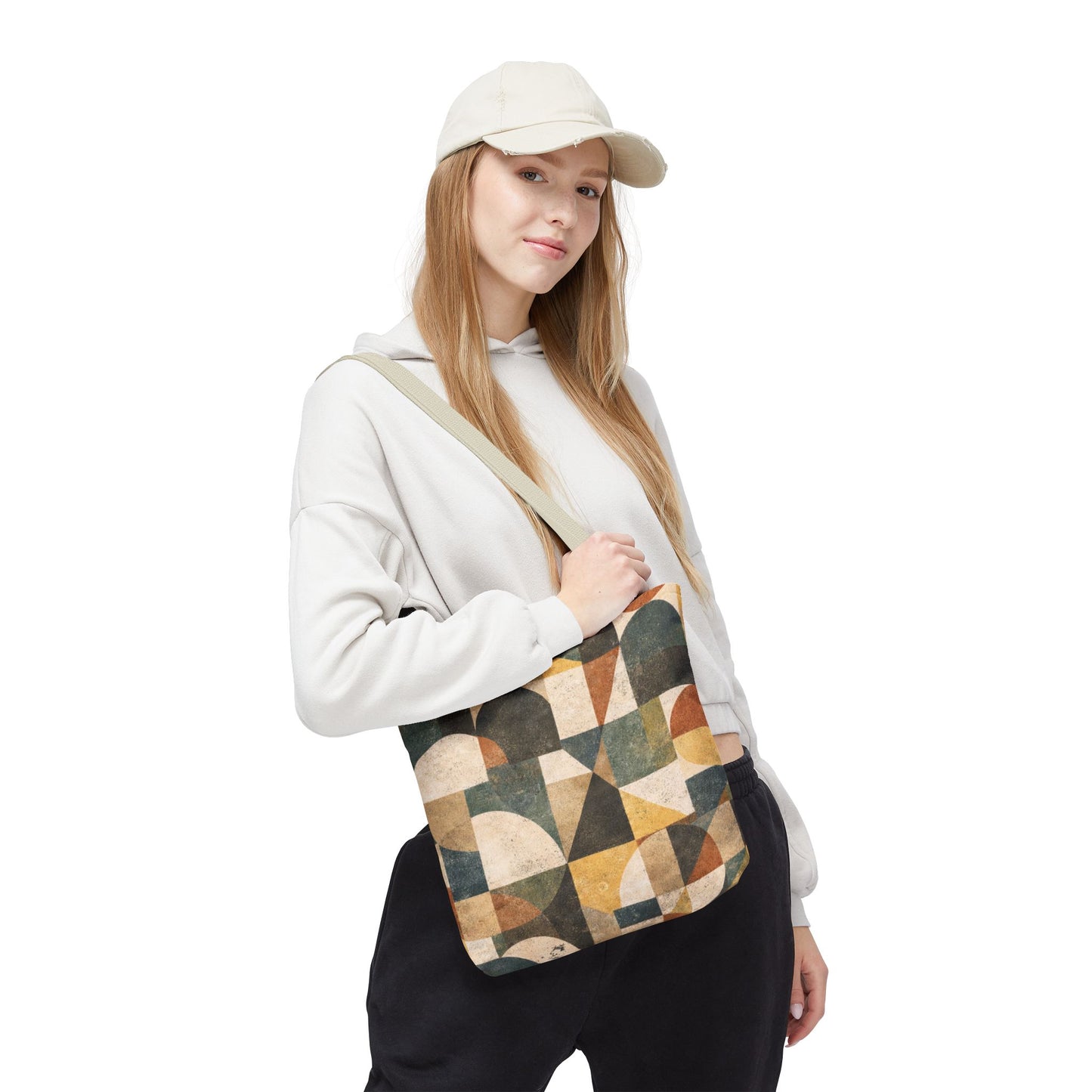 Mid-Century Geometric Canvas Tote Bag