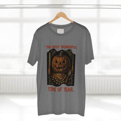 Halloween Jack-O’-Lantern Tee – “The Most Wonderful Time of Year” Vintage Pumpkin Carving Shirt | AS Colour 5001 Unisex