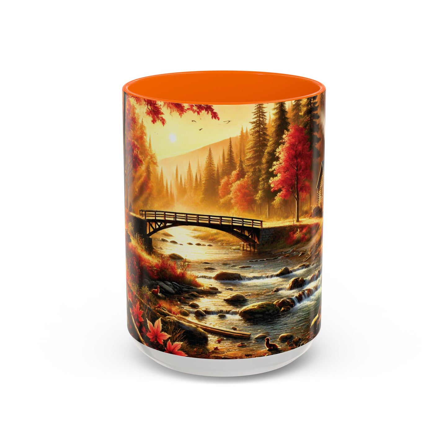 Cozy Autumn Cabin Mug | Fall Vibes Accent Coffee Mug (11oz/15oz)