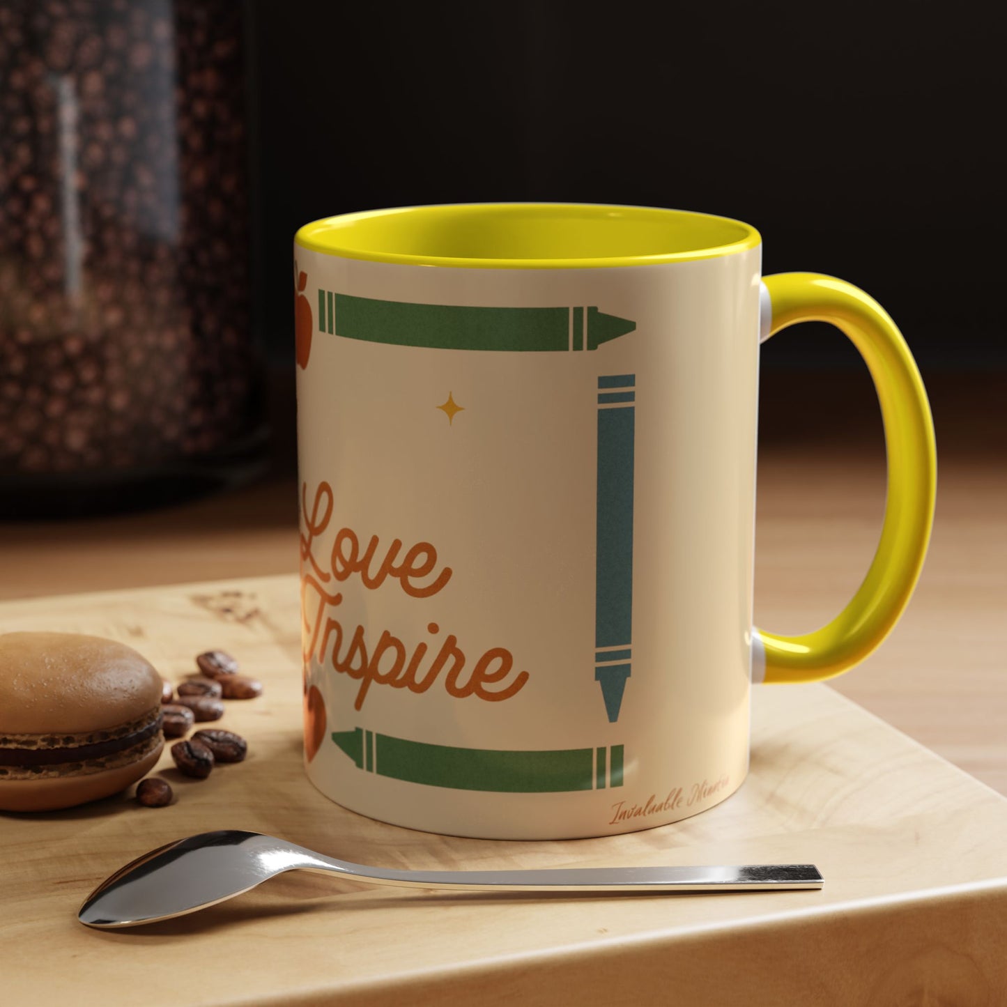 Teach Love Inspire Color Accent Mug (11oz/15oz) – Teacher Gift • Back to School • Durable Ceramic, Dishwasher & Microwave Safe
