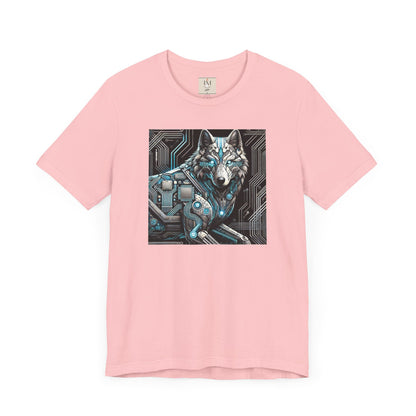 Tech Cyber Wolf Unisex Jersey Tee - Futuristic Animal Print Animal T-Shirt