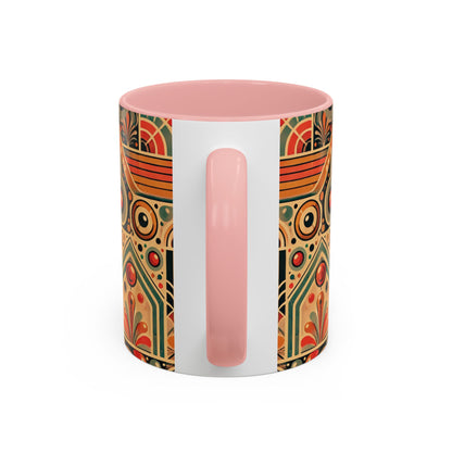 🌿 Retro Boho Accent Coffee Mug | 11oz & 15oz Ceramic Cup | Custom Colors Available