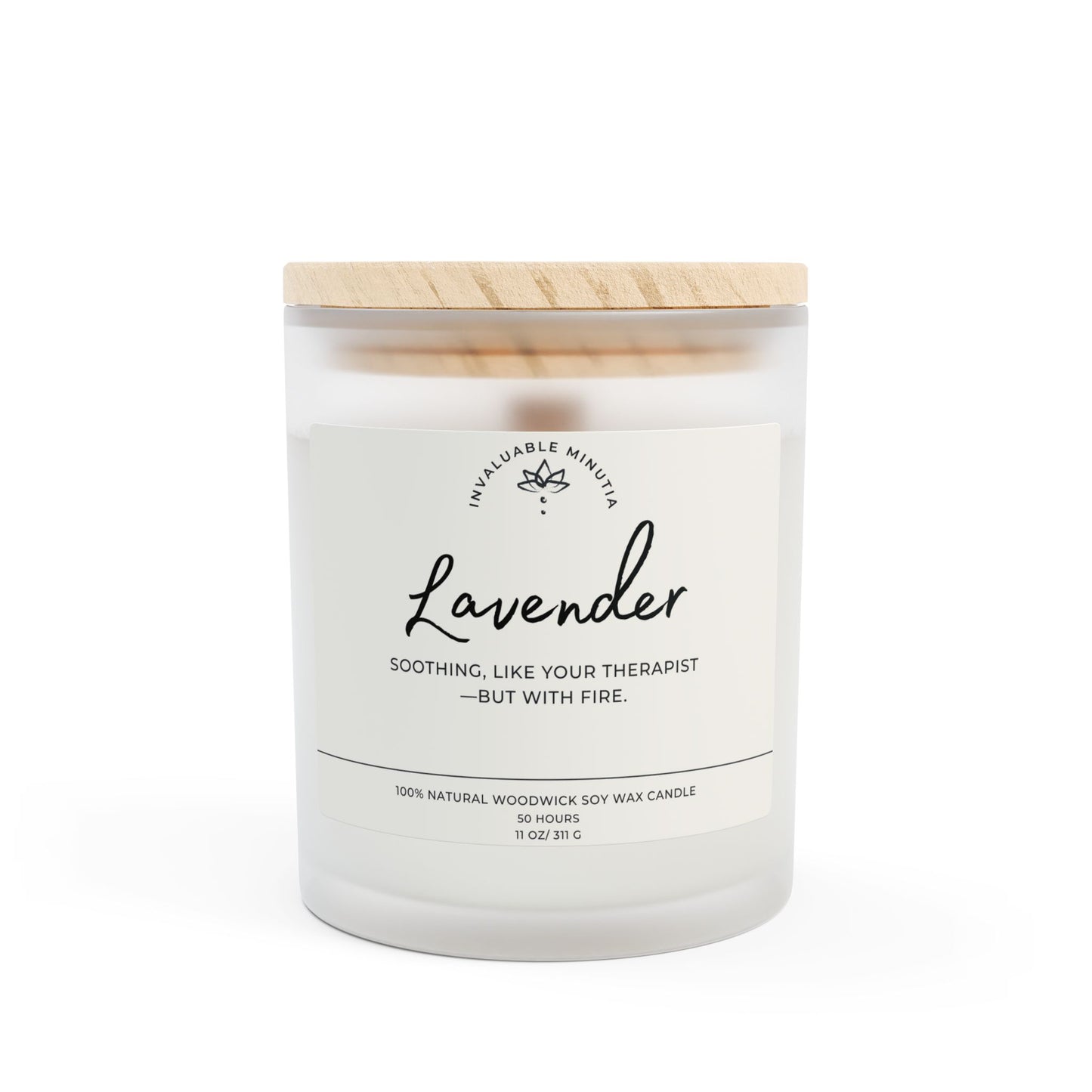11oz Frosted Glass Natural Soy Wax Candle with Wooden Wick – Available in 9 Scents