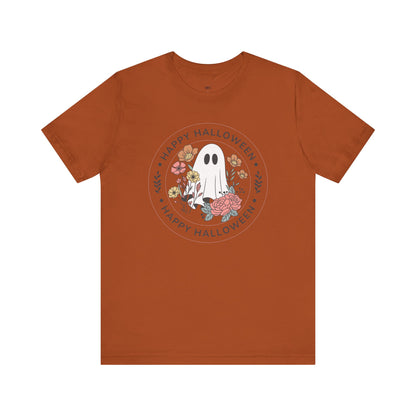 Happy Halloween Floral Ghost Tee – Bella+Canvas 3001