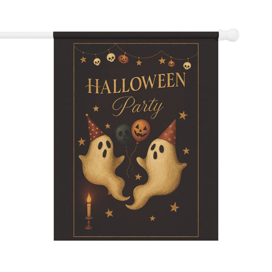 Halloween Party Garden Flag – Vintage Ghosts, Balloons & Party Hats | Outdoor Halloween Yard Decor