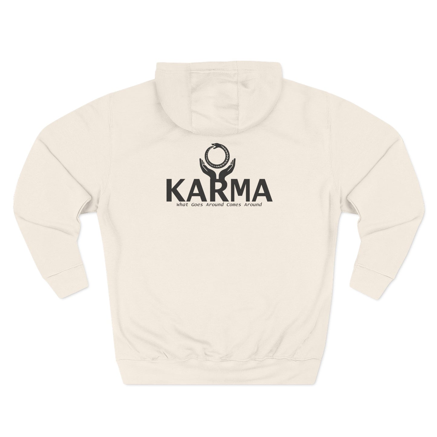 Karma Hoodie — “What Goes Around Comes Around” Minimalist Spiritual Quote Hoodie (Lane Seven Premium Fleece)