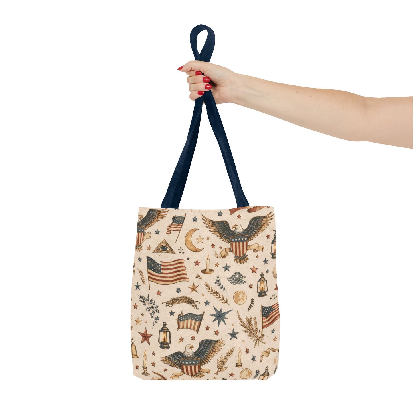 Americana Symbol Styled Canvas Tote Bag