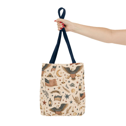 Americana Symbol Styled Canvas Tote Bag