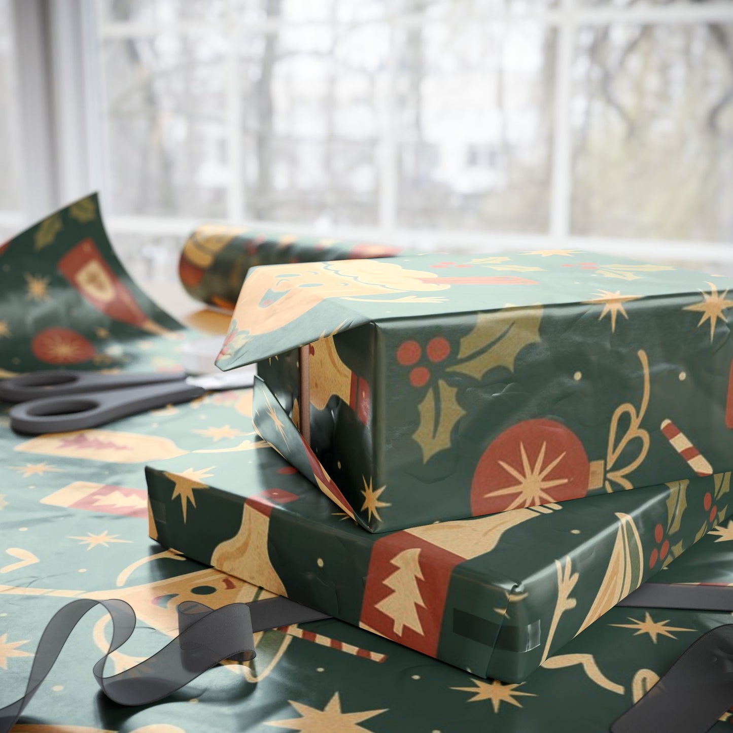 Vintage Holiday Drinks – Luxury Wrapping Paper, Retro Bar-Cart Gift Wrap, 30" Roll (Matte/Gloss)
