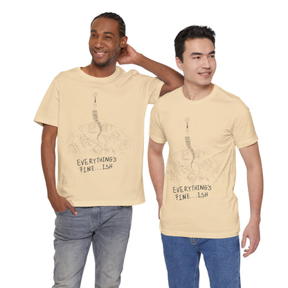 “Everything's Fine...Ish” Stick Figure Tee | Dark Humor Graphic Shirt | Bella+Canvas Unisex