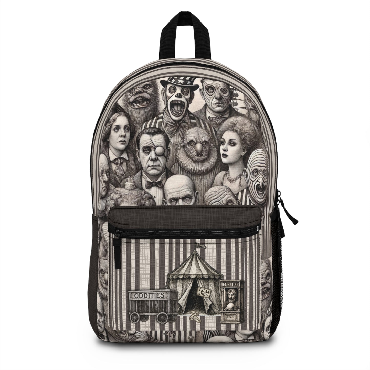 Freakshow Oddities Backpack – Gothic Carnival Horror Poly Canvas Bag 🎪🖤