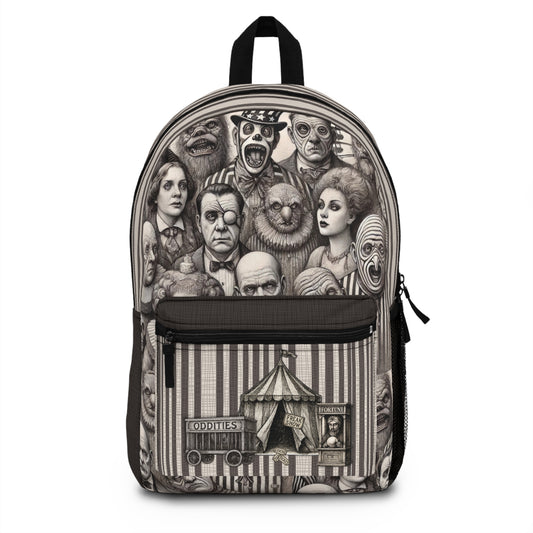 Freakshow Oddities Backpack – Gothic Carnival Horror Poly Canvas Bag 🎪🖤