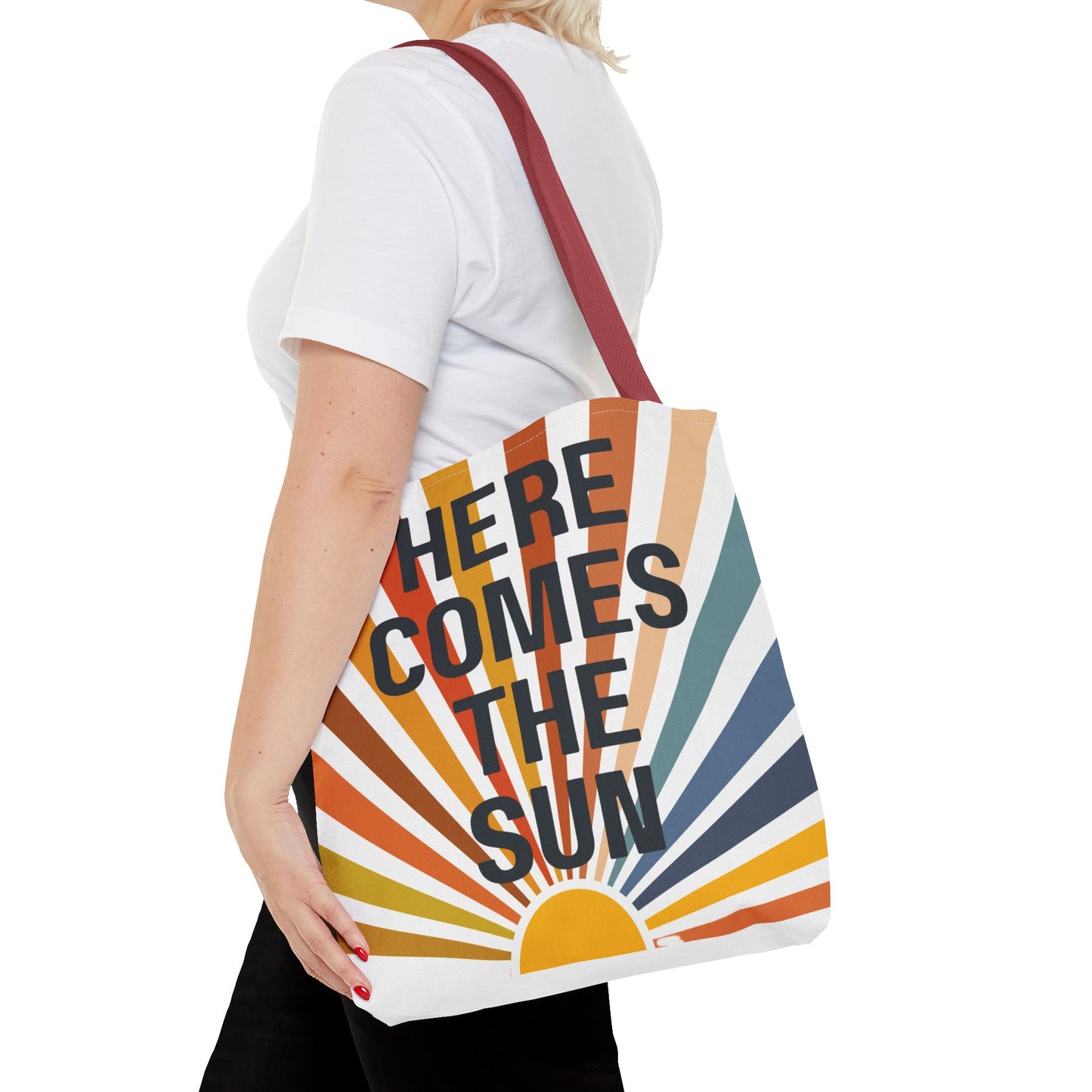 Here Comes the Sun – Retro Sunburst Tote Bag