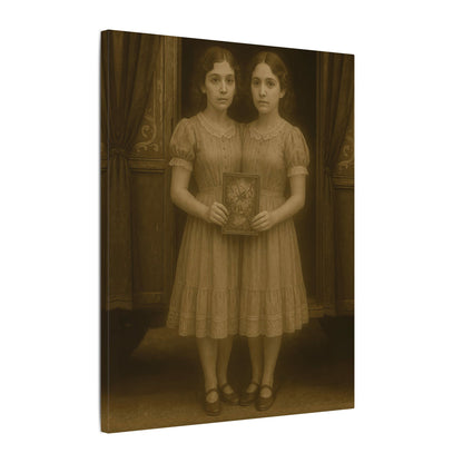 Conjoined Twins – Matte Canvas Print (Gallery-Wrapped) 0.75" – Vintage Circus-Inspired Canvas Wall Art
