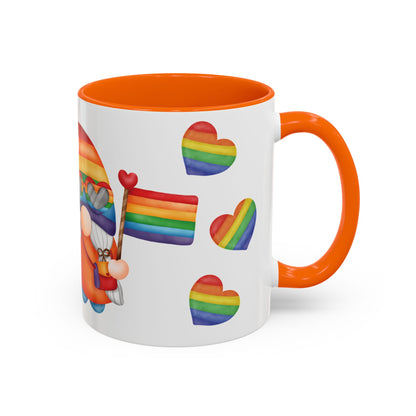 Pride Gnome Accent Mug | Rainbow Love Coffee Cup | 11oz & 15oz