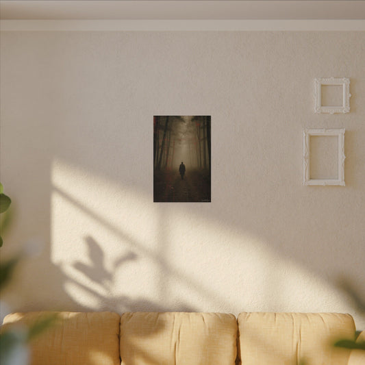 Vertical Foggy Forest Canvas Print – 'The Wanderer' | Moody Wall Art, Atmospheric Decor, Gothic Forestcore Vibes