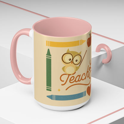 Teach Love Inspire Color Accent Mug (11oz/15oz) – Teacher Gift • Back to School • Durable Ceramic, Dishwasher & Microwave Safe