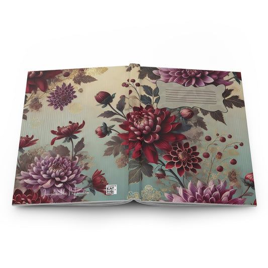 Floral Hardcover Journal, Matte Finish, Elegant Notebook for Writers, Gift for Students, Art Journal, Floral Stationery
