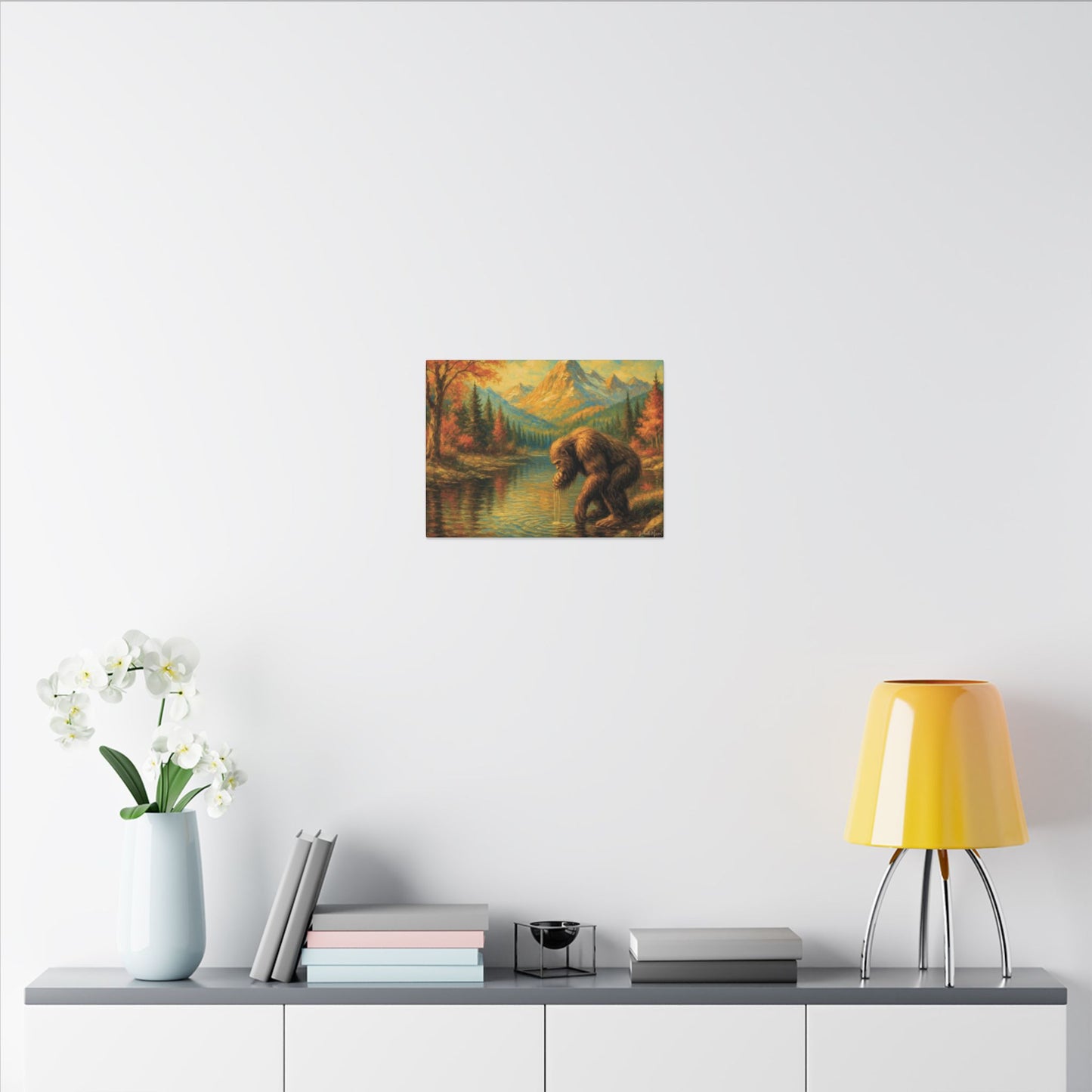 Bigfoot Lake Canvas Print – Autumn Mountain Landscape, Boutique Fine Art Style, Horizontal Nature Wall Art