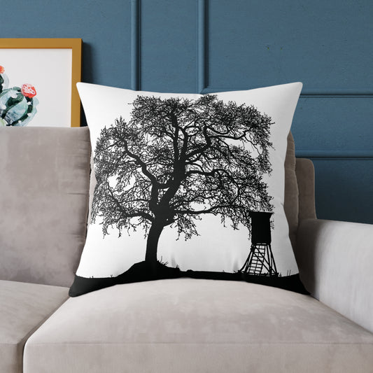 Lone Tree & Water Tower Silhouette Throw Pillow – Dark Countrycore Accent for Moody Spaces Home Decor Throw Pillows
