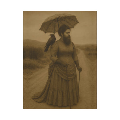 Bearded Lady with Crow – Matte Canvas Print (Gallery-Wrapped) 0.75"