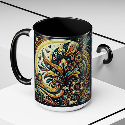 ☕️ Accent Coffee Mug (11, 15oz) – Beautiful Boho Style Graphic 🌿