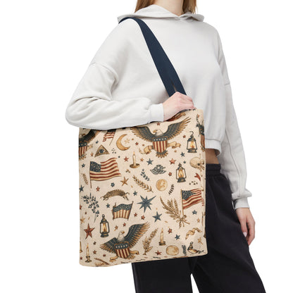 Americana Symbol Styled Canvas Tote Bag