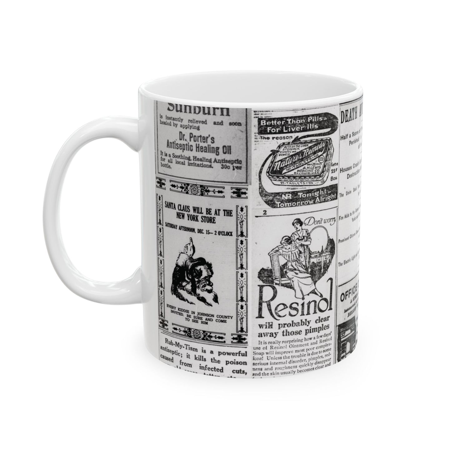 Occult Americana Coffee Tea Mug | 1800s Early 1900s Vintage Newspaper Ad Collage Ceramic Mug 2 - 11oz and 15oz