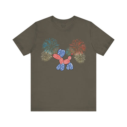 Patriotic Balloon Animal Tee, Fourth of July Shirt, Independence Day Apparel, Fireworks Unisex T-shirt, Bella + Canvas