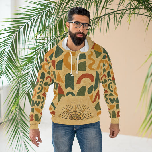 Artistic Deco Glyph: Sunrise in Earth Tones – All-Over Print Hoodie