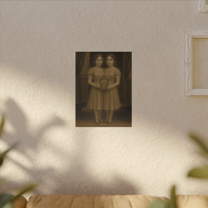 Conjoined Twins – Matte Canvas Print (Gallery-Wrapped) 0.75" – Vintage Circus-Inspired Canvas Wall Art