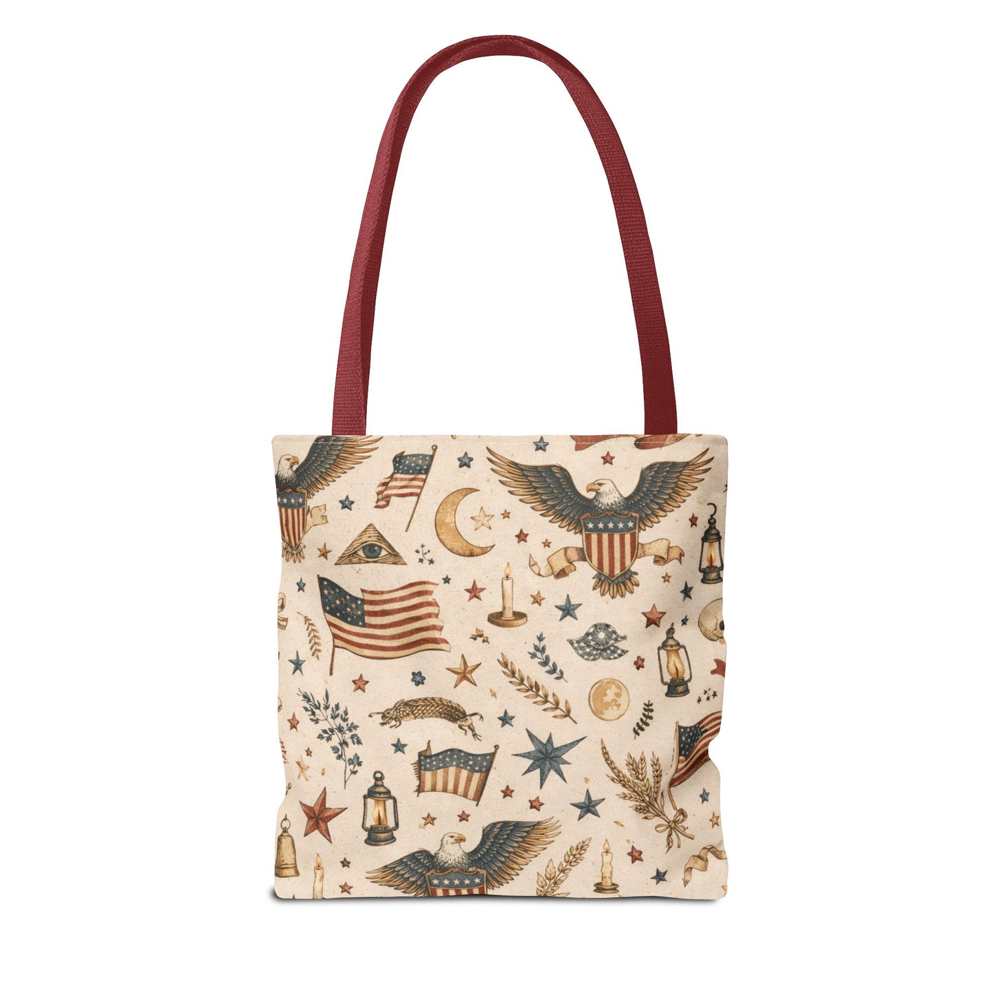 Americana Symbol Styled Canvas Tote Bag