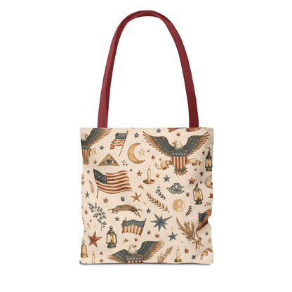 Americana Symbol Styled Canvas Tote Bag