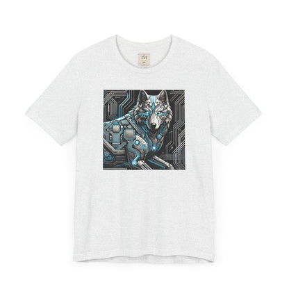 Tech Cyber Wolf Unisex Jersey Tee - Futuristic Animal Print Animal T-Shirt