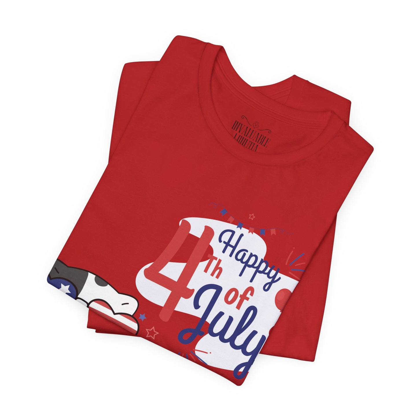 Patriotic Party Cat Tee – Happy 4th of July – Unisex Bella+Canvas Jersey Tee - 4th of July Tee