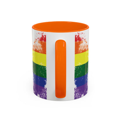 Handprint Heart Pride Mug | Rainbow Splash Ceramic Cup | 11oz & 15oz