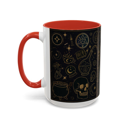 Witchy Aesthetic Coffee Mug – 15oz Black & Purple Ceramic with Occult Symbols – Goth Kitchen Decor, Halloween Gift Idea - 11oz/15oz