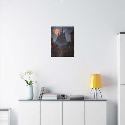 Haunted Hilltop Castle Canvas Print – Gothic Halloween Wall Art for Spooky Season Decor