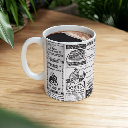 Occult Americana Coffee Tea Mug | 1800s Early 1900s Vintage Newspaper Ad Collage Ceramic Mug 2 - 11oz and 15oz