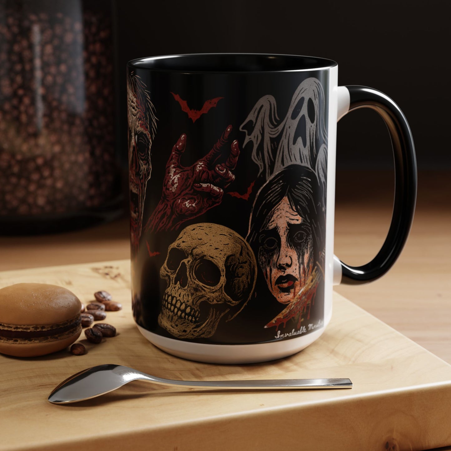 Horror Coffee Mug – Zombie Graveyard Halloween Design – 11oz & 15oz Ceramic – Creepy Goth Kitchen Decor