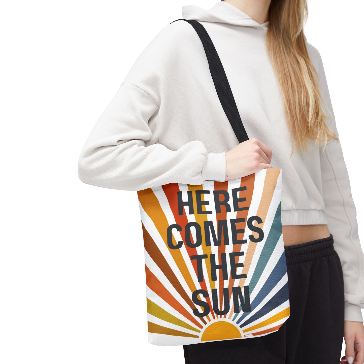 Here Comes the Sun – Retro Sunburst Tote Bag