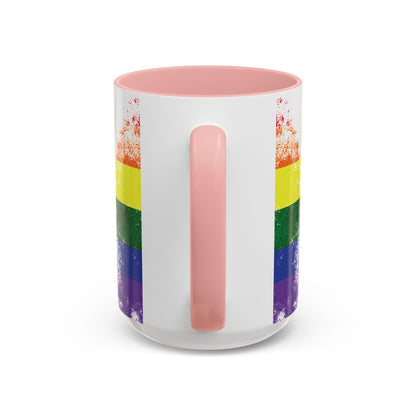 Handprint Heart Pride Mug | Rainbow Splash Ceramic Cup | 11oz & 15oz