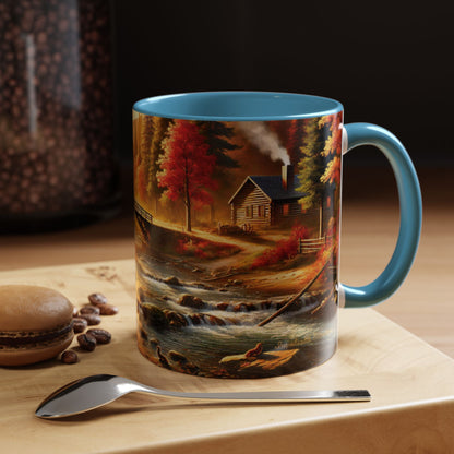 Cozy Autumn Cabin Mug | Fall Vibes Accent Coffee Mug (11oz/15oz)