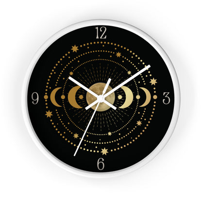 Moon Phase Wall Clock – Gold Celestial Lunar 10" Decor