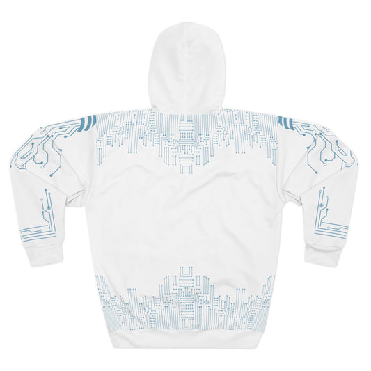 Unisex Tech Circuit-Core Pullover Hoodie - Futuristic Design for Comfort & Style