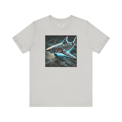 Cyber Shark Unisex Jersey Tee - Futuristic Ocean Design Tech T-Shirt