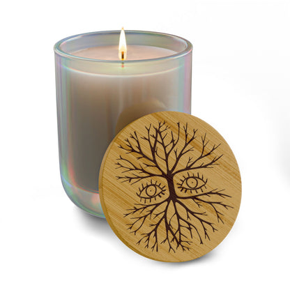 Engraved Tree of Life Soy Candle — 14oz Scented Candle with Bamboo Lid