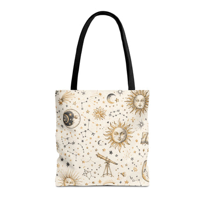 Celestial Sun & Moon Canvas Tote Bag